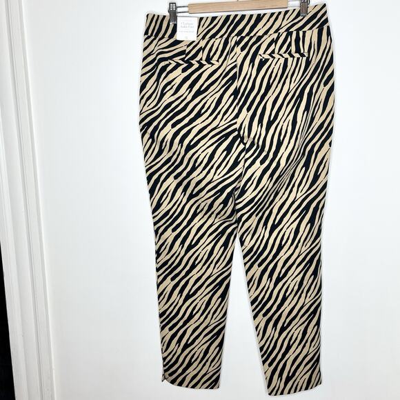 Talbots Tiger Striped Chatham Ankle Pants Tan Womens Size 12 Animal Print Office - Picture 4 of 7